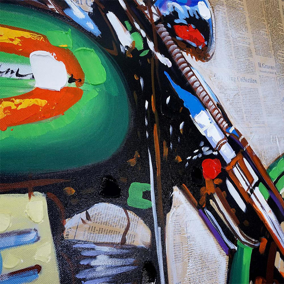 ÖLGEMÄLDE MOTORRAD HANDGEMALT Mehrfarbig - Multicolor, Textil (100/80cm) - MCW