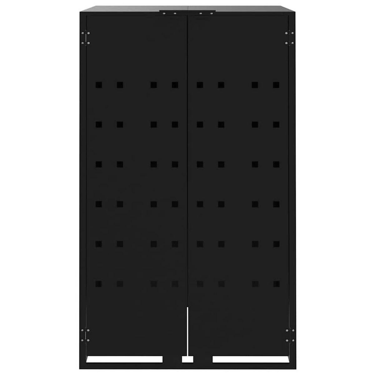 MÜLLTONNENBOX Gorilo für 2 Tonnen Schwarz 138x79x117 cm - Schwarz, Metall (138/117/79cm) - DELUKE
