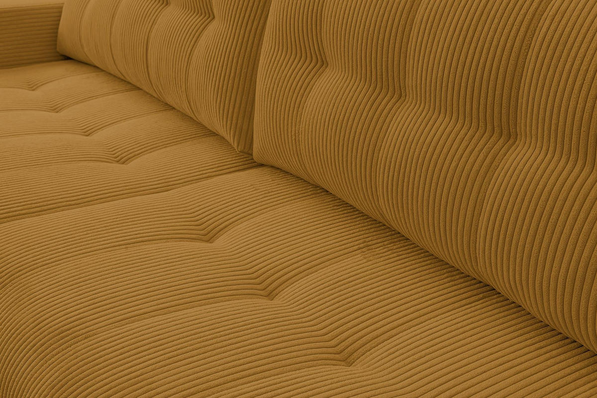 ECKSOFA Masina Gelb, Schlafsofa aus Cordstoff - Gelb, Holzwerkstoff (245/143cm) - Bettso