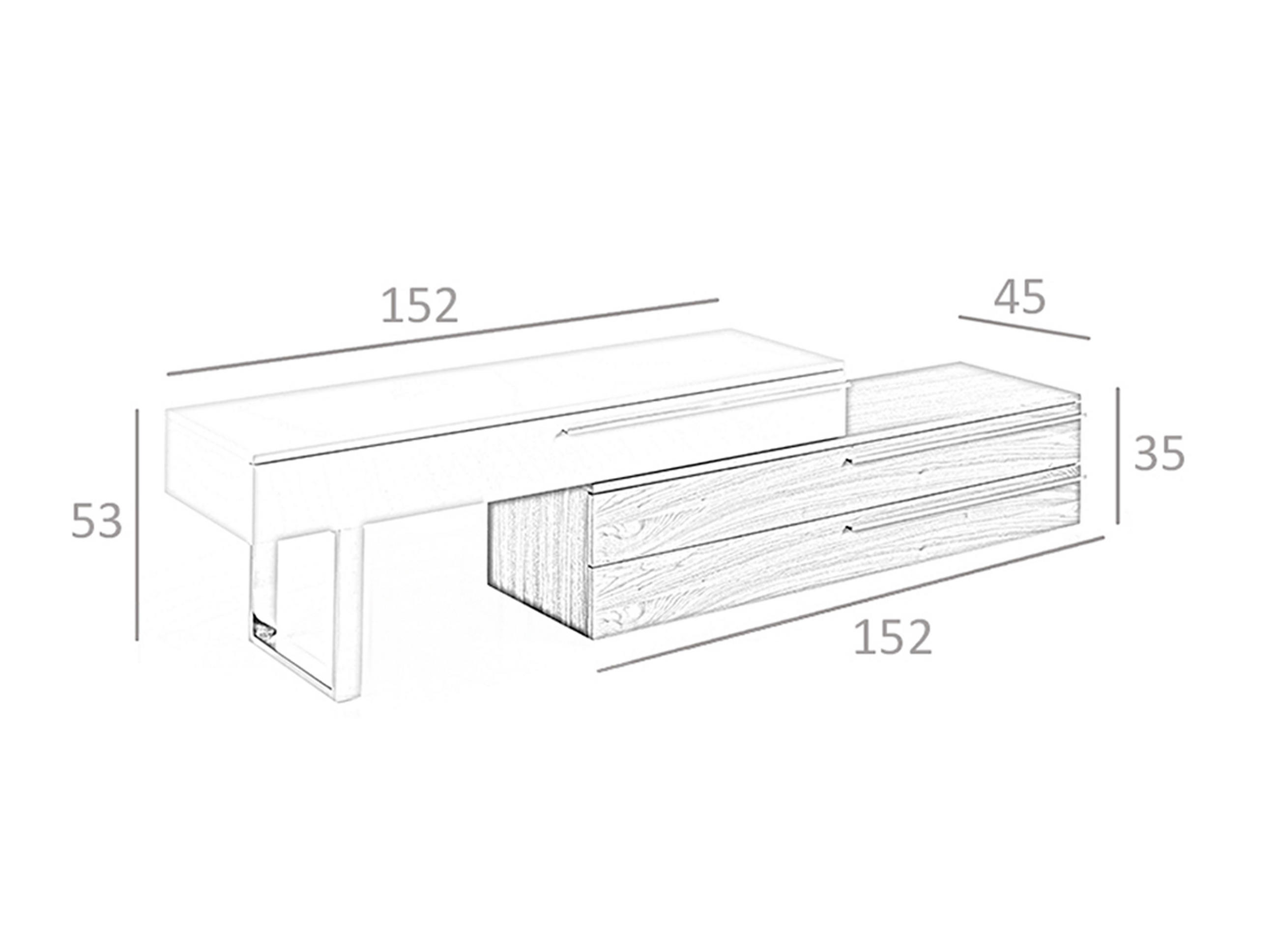 TV-ELEMENT Walnuss Grau Stahl 254/45/53 cm - Edelstahlfarben/Walnussfarben, Holz (254/53/45cm) - ANGEL CERDA