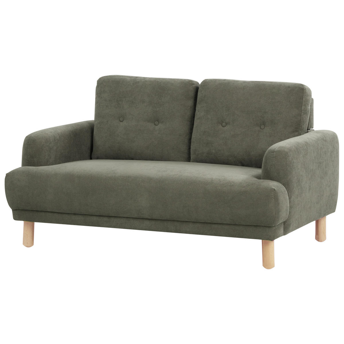 2-SITZER-SOFA Cord dunkelgrün Tuve - Hellbraun/Grün, Textil (149/85/90cm) - Beliani