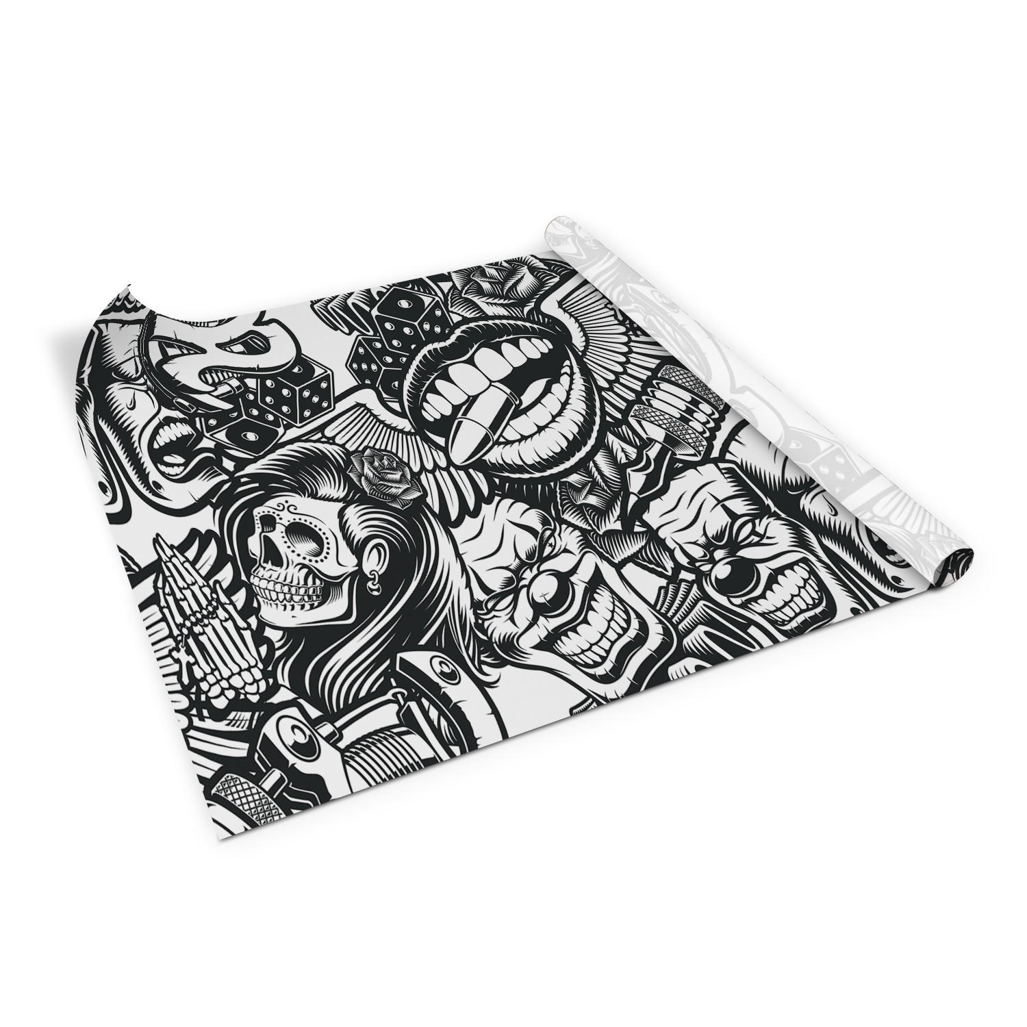 MÖBELAUFKLEBER 100x50 cm Totenkopf-Tattoo - Schwarz, Kunststoff (100/50/50cm) - TULUP