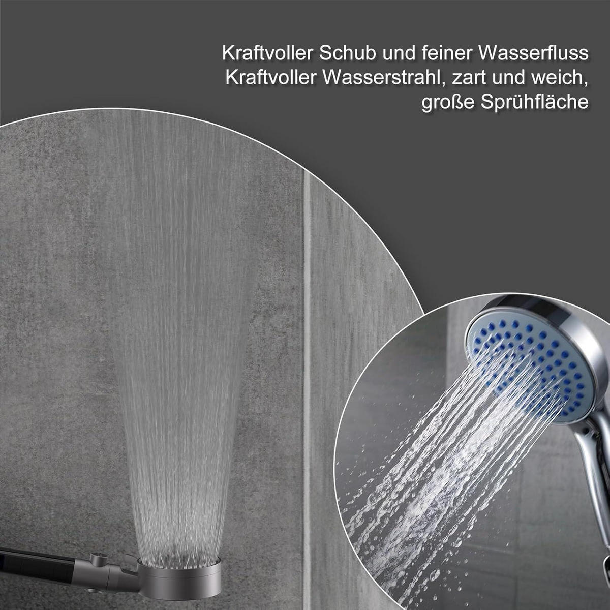 HANDBRAUSE Set mit 5 Strahlarten und 3 Filtern Grau - Grau, Kunststoff (7/12.7/25cm)