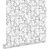 TAPETE Gesichter von Mädchen 53 cm x 10.05 m - Schwarz, Papier (53/1000cm) - ESTAhome