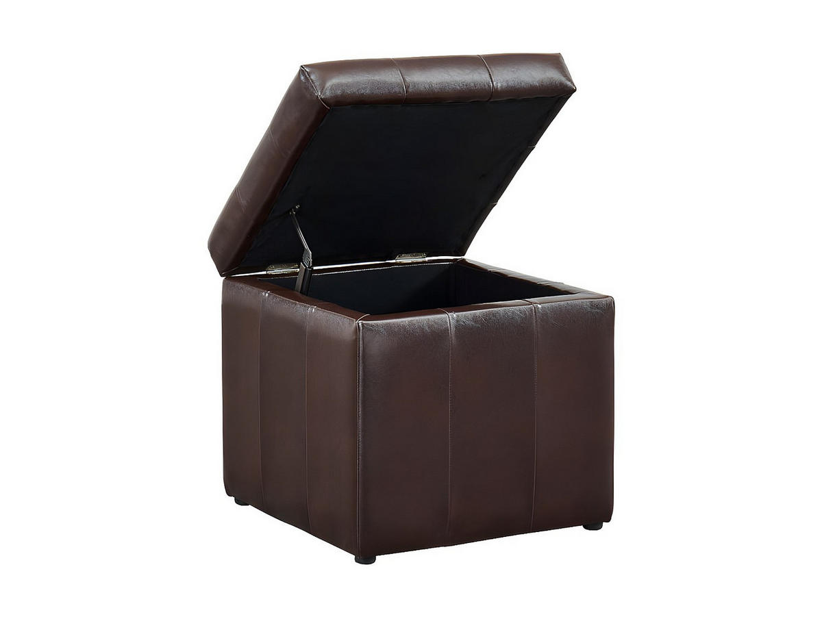SITZHOCKER - 1 Person - Kunstleder - Schokoladenbraun - SERAFINO - Braun, Leder (49/48/49cm) - Vente-Unique