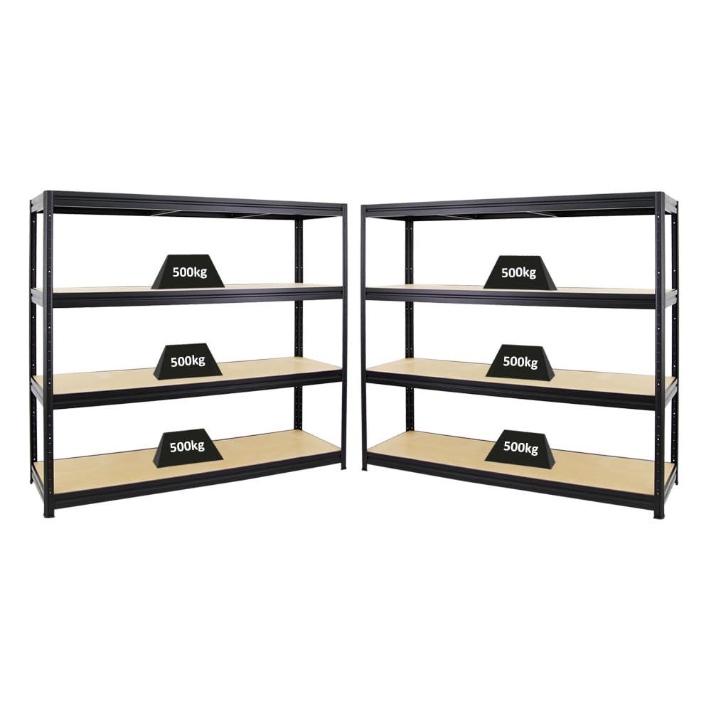 SCHWERLASTREGAL Dino 2er-Set mit 2x 180x200x60 cm Fachlast 500 kg Schwarz - Schwarz, Metall (400/180/60cm) - PROREGAL