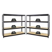SCHWERLASTREGAL Dino 2er-Set mit 2x 180x200x60 cm Fachlast 500 kg Schwarz - Schwarz, Metall (400/180/60cm) - PROREGAL