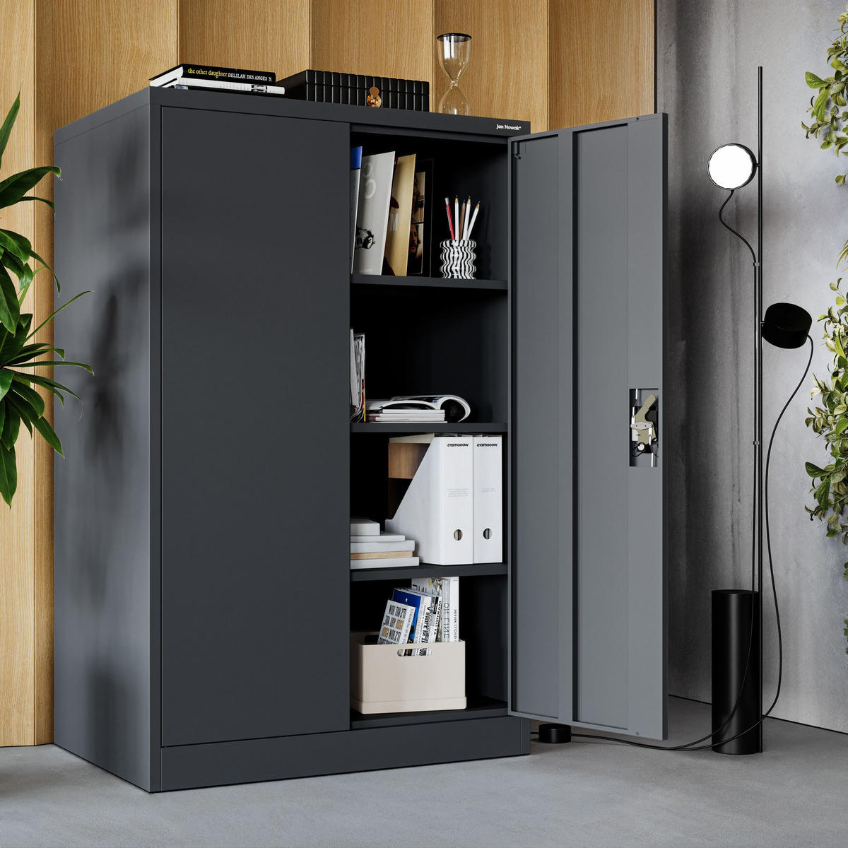 BÜROSCHRANK KEVIN D600 - Anthrazit, Metall (90/140/60cm) - Jan Nowak
