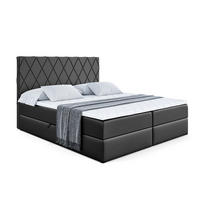 BOXBETT mit H3-Matratze und Lattenrost - LEPARO - 160x200 Schwarz Hochglanz - Schwarz Hochglanz, Holzwerkstoff (160/200cm) - ALTDECOR