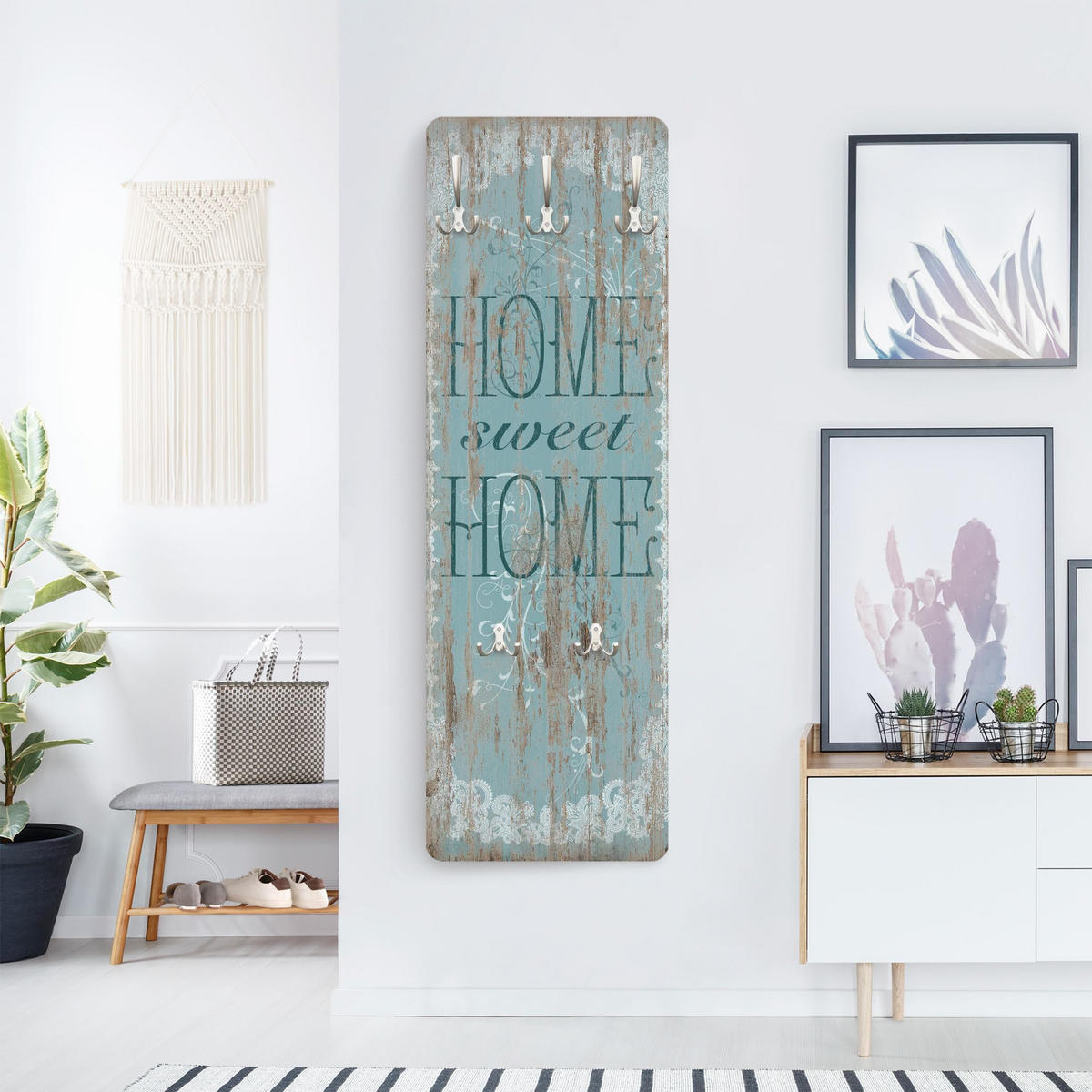 WANDGARDEROBE - Sweet Home 34/105 cm - Blau, Holzwerkstoff (34/105/1.6cm) - Bilderwelten