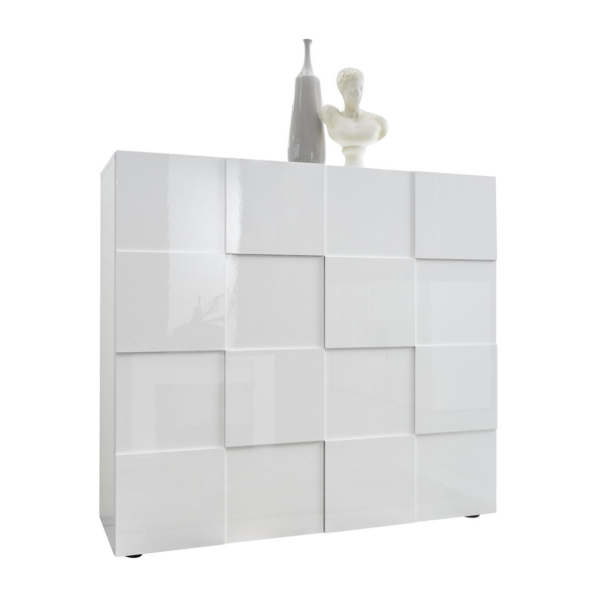 HIGHBOARD mit 2 Türen - Weiß lackiert - CALISTO - Weiß, Holz (42/111/121cm) - Vente-Unique