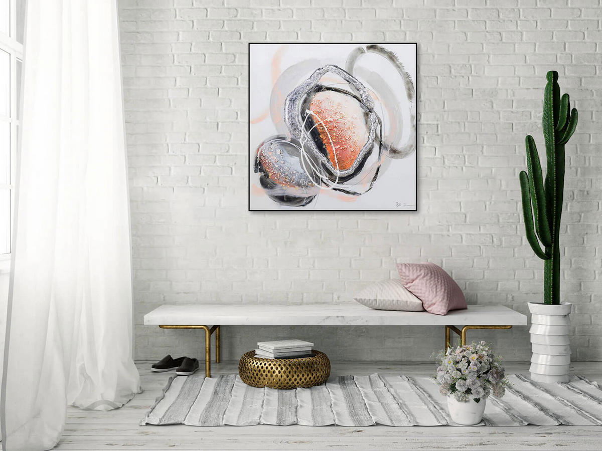 ACRYLBILD HANDGEMALT 80/80 cm - Rot/Schwarz, Holz/Textil (1.48/80cm) - KUNSTLOFT