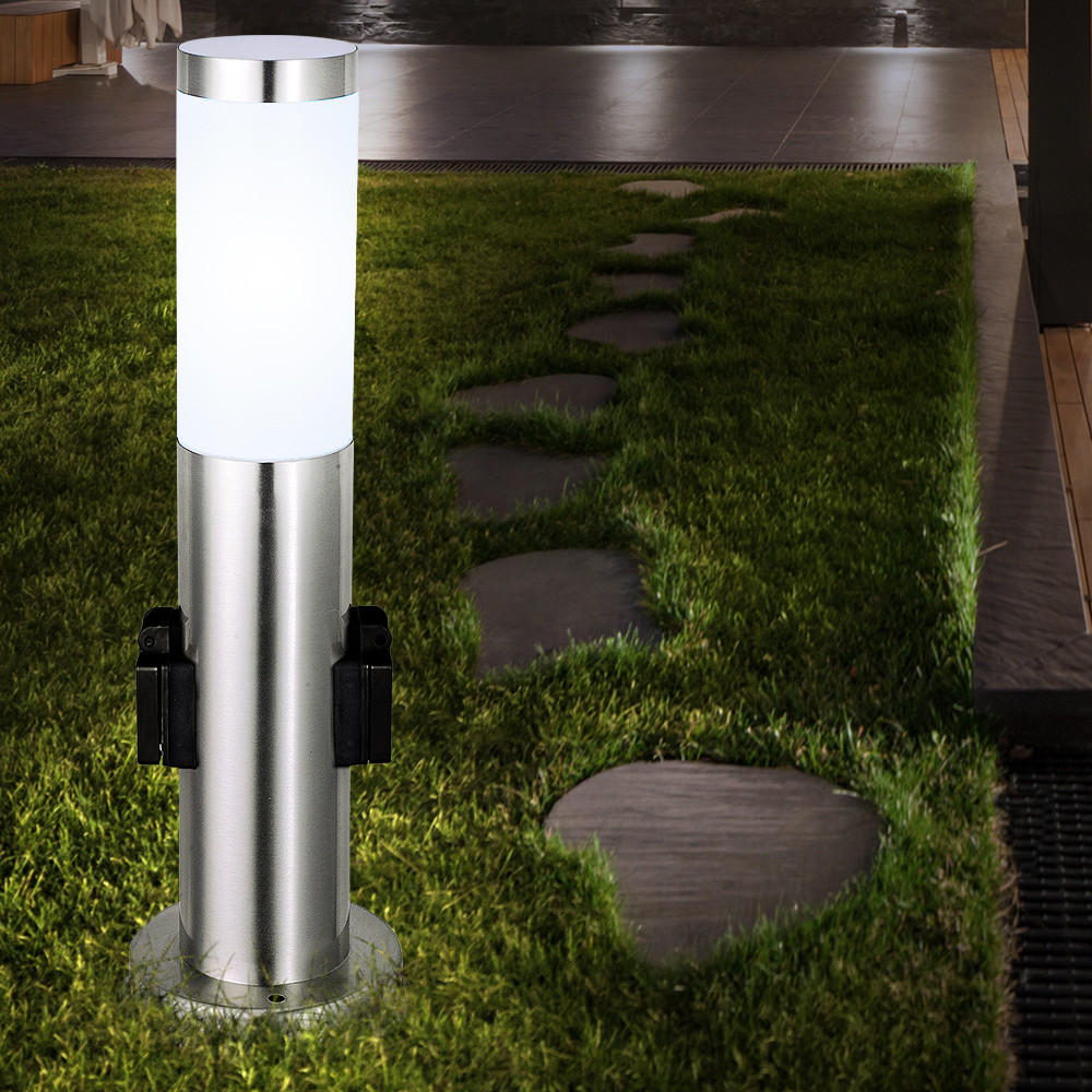 LED WEGELEUCHTE BOSTON Edelstahl Opal - Silberfarben, Metall (13.1/13.1/45cm) - Globo Lighting