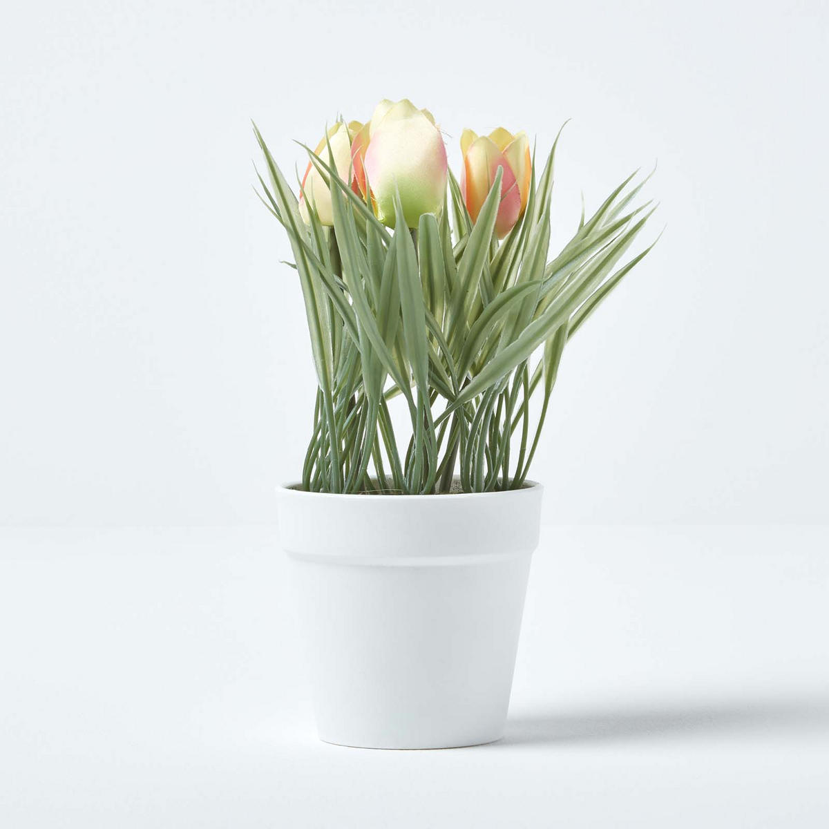 KUNSTBLUMEN Tulpen rosa-apricot im Blumentopf, 22 cm - Creme, Kunststoff (22cm) - Homescapes