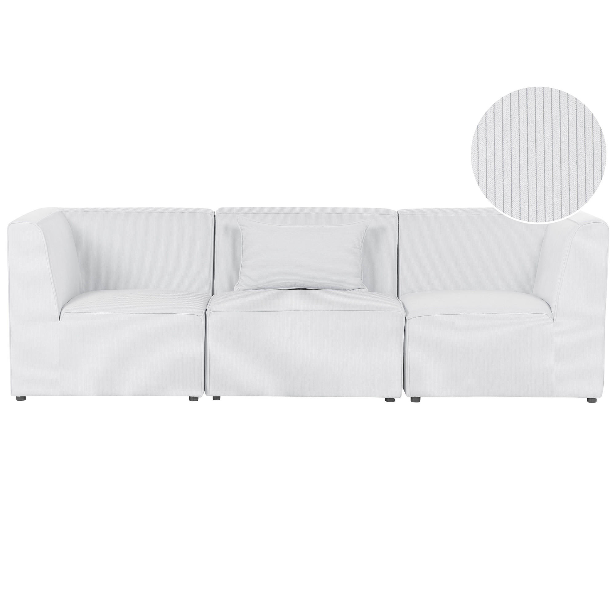 3-SITZER-SOFA Cord cremeweiß Lemvig - Weiß, Textil (250/78/83cm) - Beliani