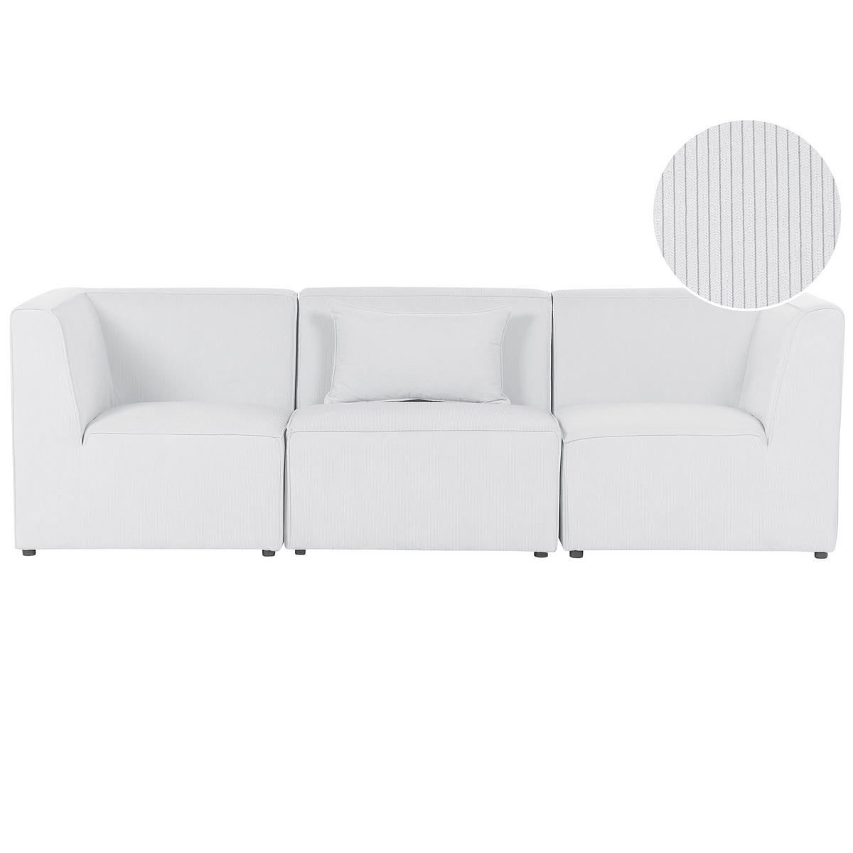 3-SITZER-SOFA Cord cremeweiß Lemvig - Weiß, Textil (250/78/83cm) - Beliani