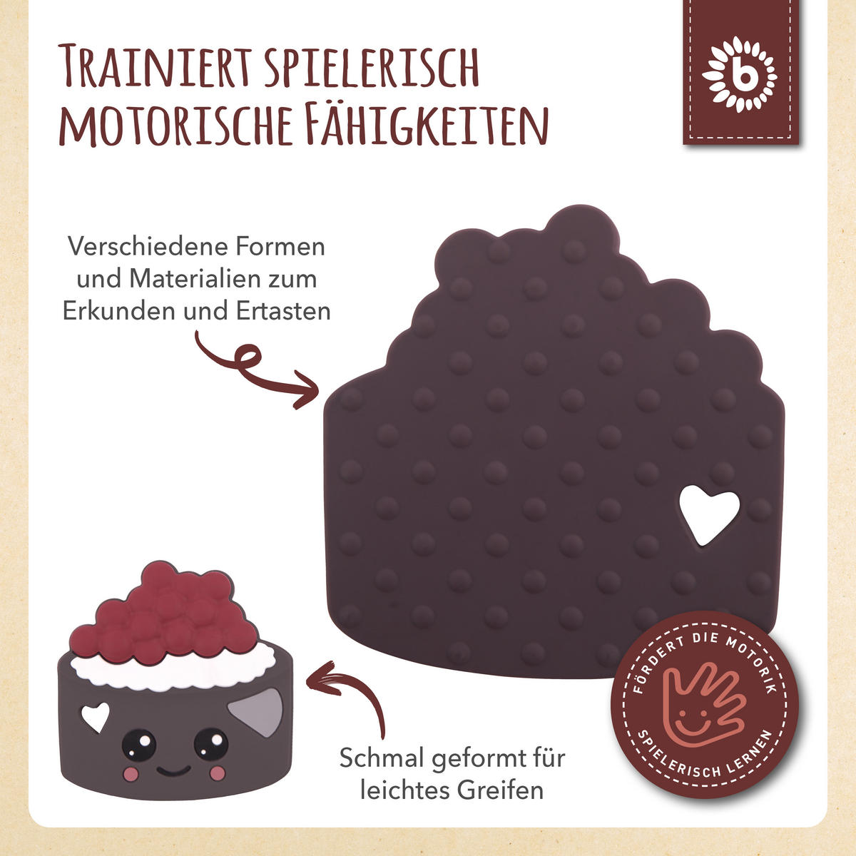 BEISSRING Silikon Torte - ab Geburt - Dunkelrot, Kunststoff (8/8cm) - Bieco Spielwaren