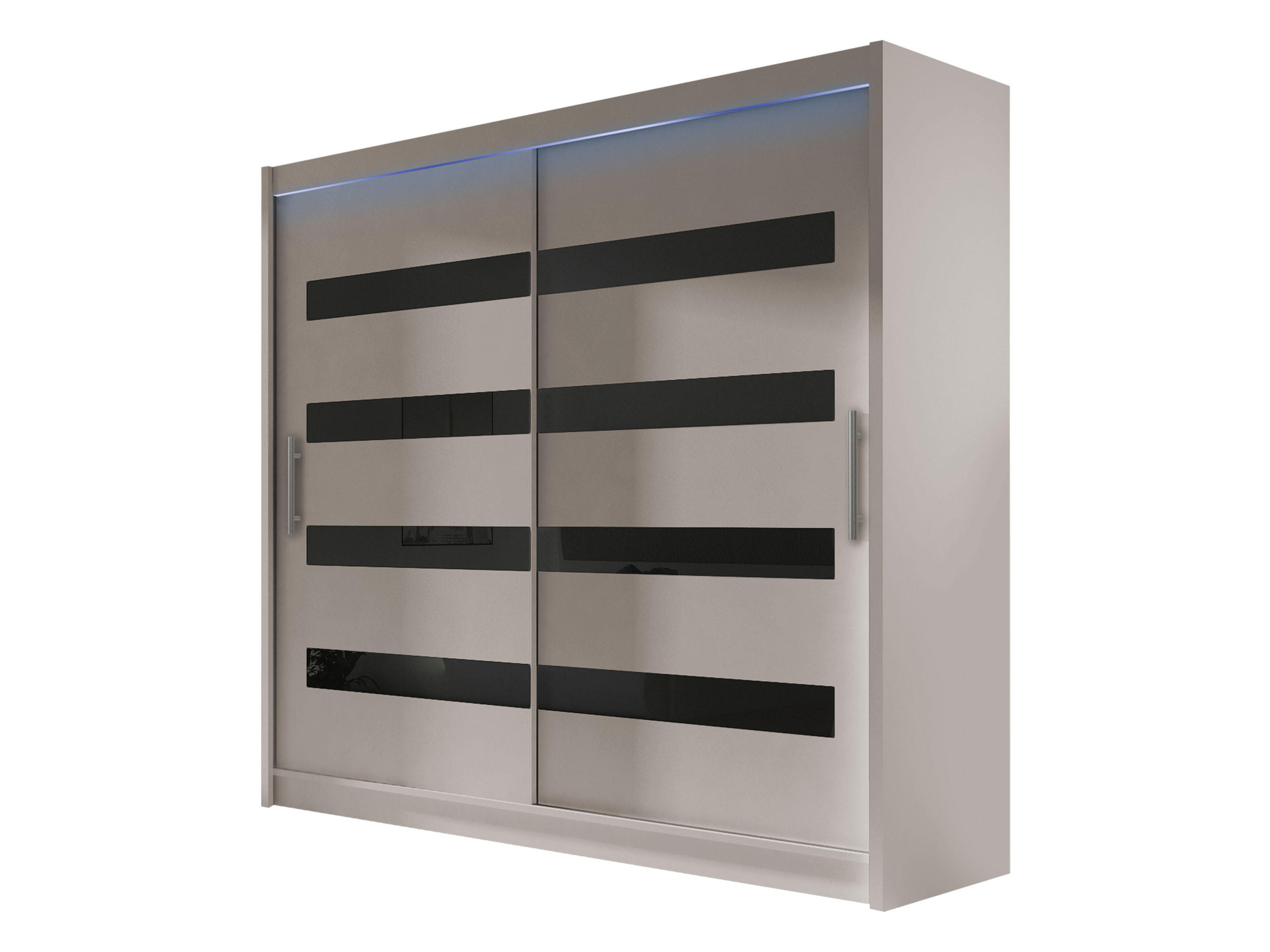 KLEIDERSCHRANK London XI, mit RGB LED Beleuchtung - Kaschmir/Silberfarben, Holzwerkstoff/Kunststoff (180/215/58cm) - MIRJAN24