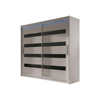 KLEIDERSCHRANK London XI, mit RGB LED Beleuchtung - Kaschmir/Silberfarben, Holzwerkstoff/Kunststoff (180/215/58cm) - MIRJAN24