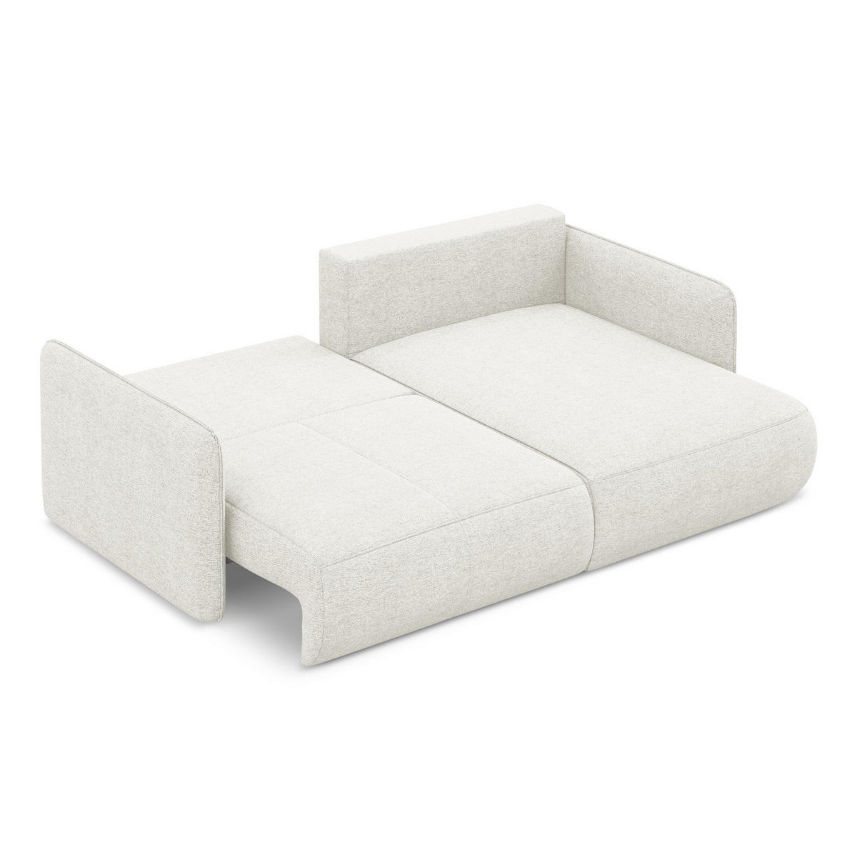 ECKSOFA mit Schlaffunktion Chenille Stoff Weiß - Schwarz/Weiß, Kunststoff/Textil (207/148cm) - LaMiaSofa