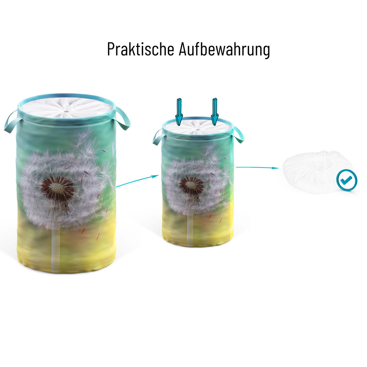 WÄSCHEKORB Pusteblume - Türkis, Textil (37/55/55cm) - Sanilo