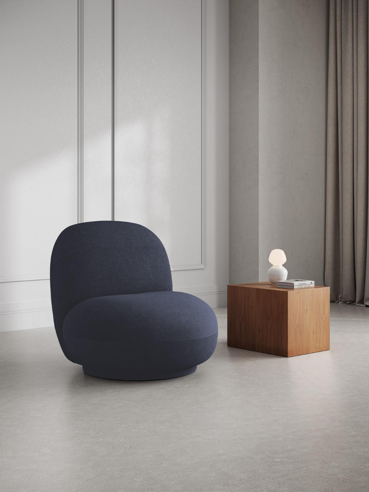 DREHSESSEL Chuck aus Boucle dunkelblau - Dunkelblau, Textil (77/80/78cm) - Micadoni