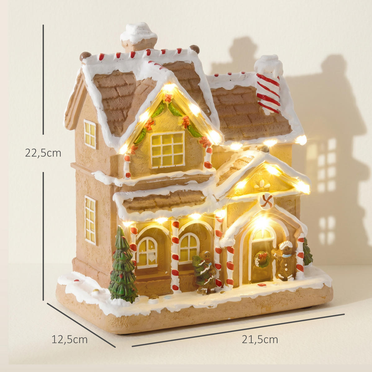 WEIHNACHTSDORF Resin Braun - Braun, Kunststoff (12.5/22.5/21.5cm) - HOMCOM
