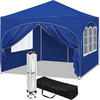 PAVILLON, Faltpavillon 3x3 m, mit 4 Seitenwänden, Grau - Blau, Metall (300/260/300cm) - Woltu