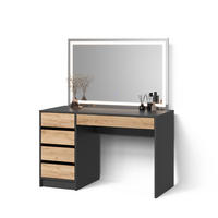 SCHMINKTISCH Imola Anthrazit/Goldkraft Eiche 120 cm mit LED Beleuchtung - Honigeiche/Anthrazit, Holzwerkstoff (120/75/55cm) - Livinity®