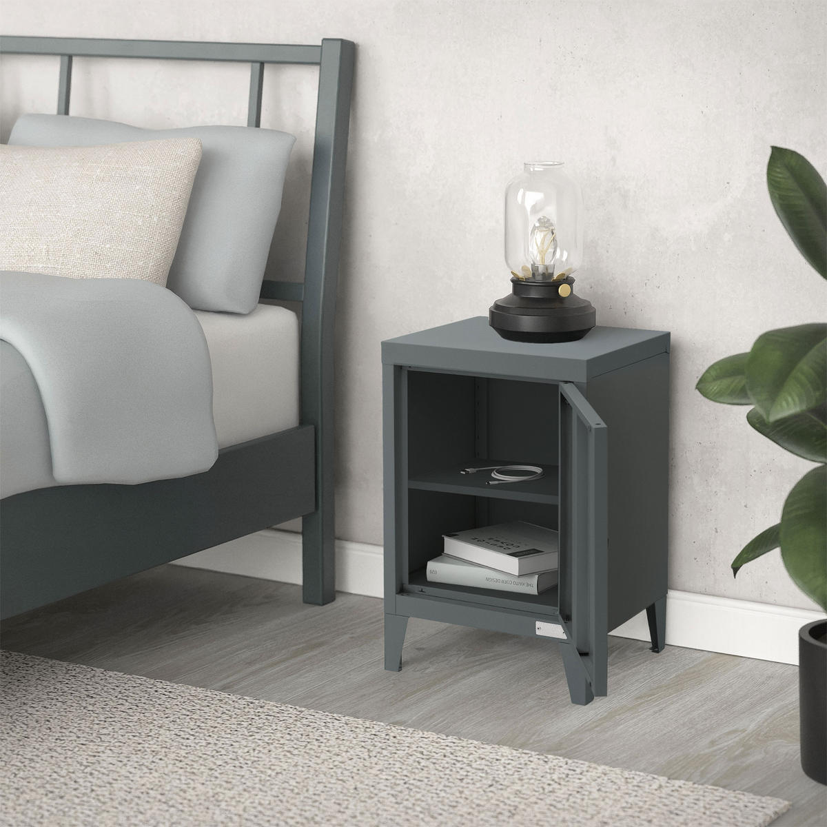 NACHTTISCH Anthrazit 40x30x58 cm aus Stahl - Anthrazit, Metall (40/58/30cm) - ML-DESIGN