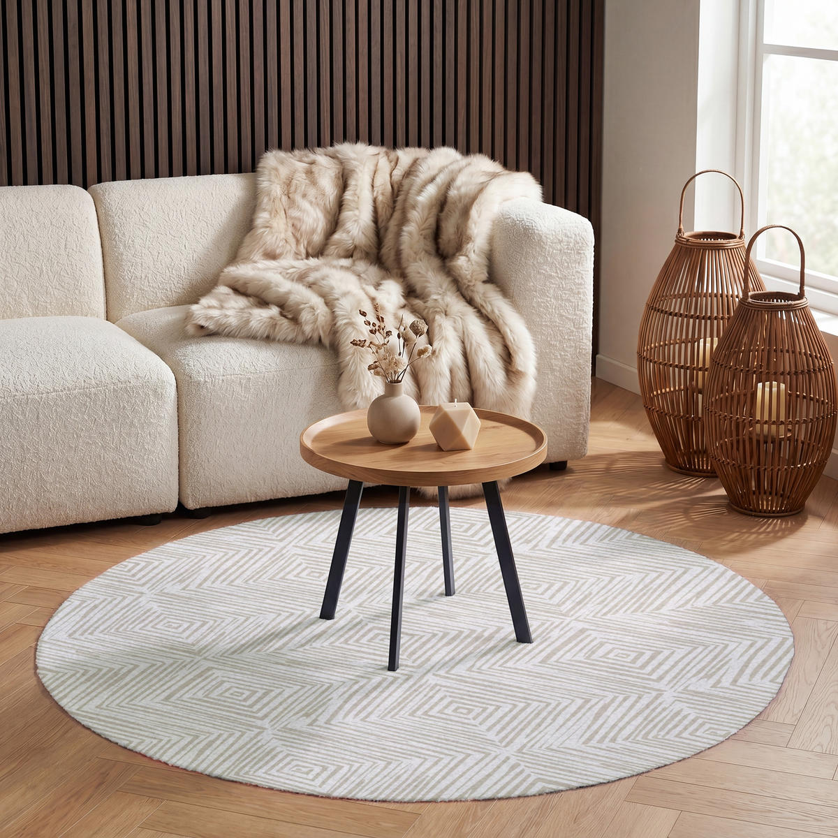 KOBERCE - Abstraktné - Diamanty - Béžová - 120x120 cm - béžová, textil/plast (120/0.4cm) - OnlyWow
