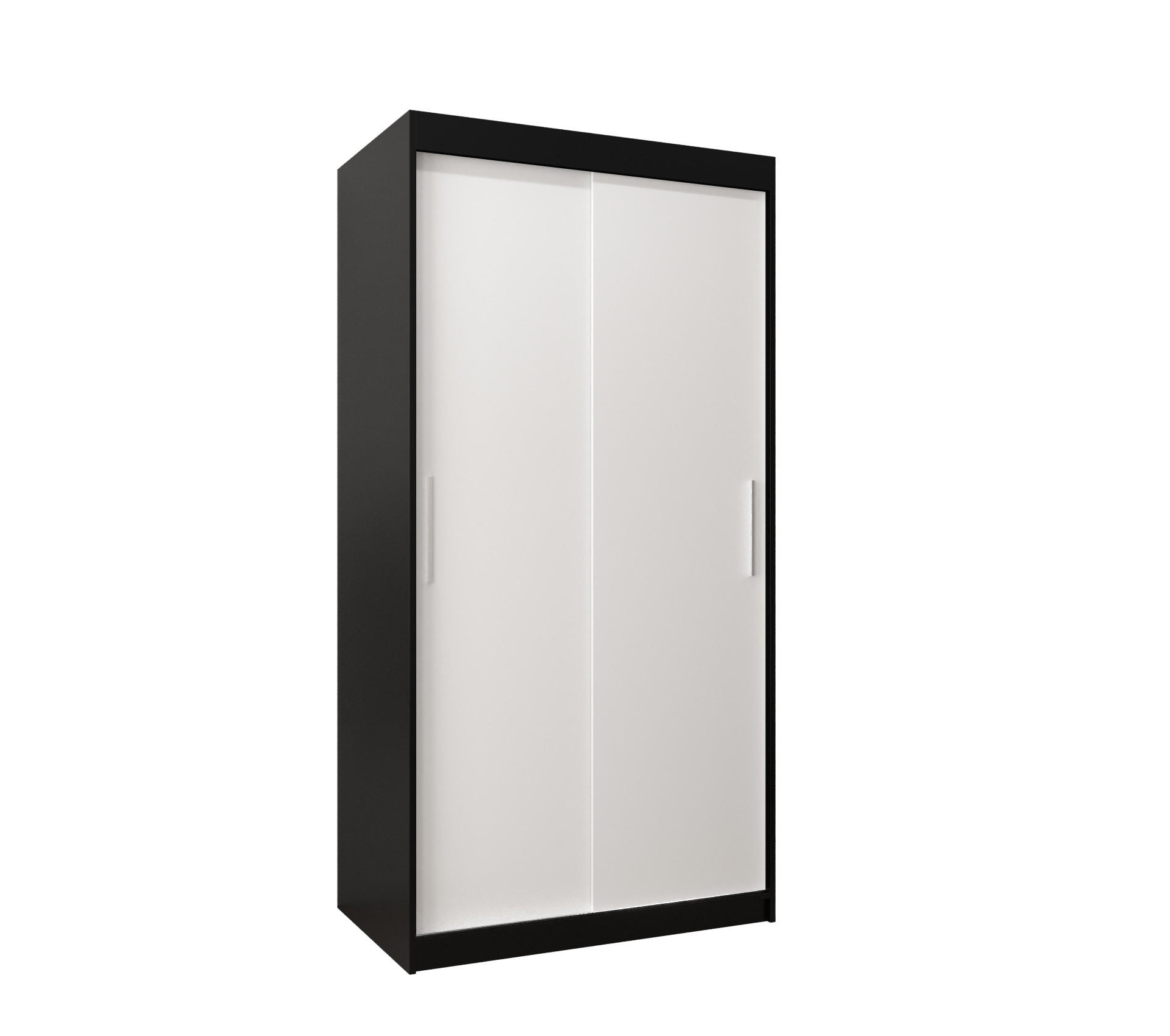 SCHWEBETÜRENSCHRANK 200/100/62 2-türig - Silberfarben/Schwarz, Holz/Kunststoff (100/200/62cm) - Abiks Möbel