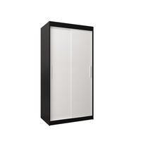 SCHWEBETÜRENSCHRANK 200/100/62 2-türig - Silberfarben/Schwarz, Holz/Kunststoff (100/200/62cm) - Abiks Möbel