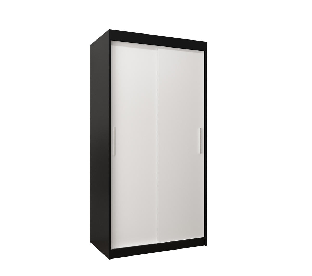 SCHWEBETÜRENSCHRANK 200/100/62 2-türig - Silberfarben/Schwarz, Holz/Kunststoff (100/200/62cm) - Abiks Möbel