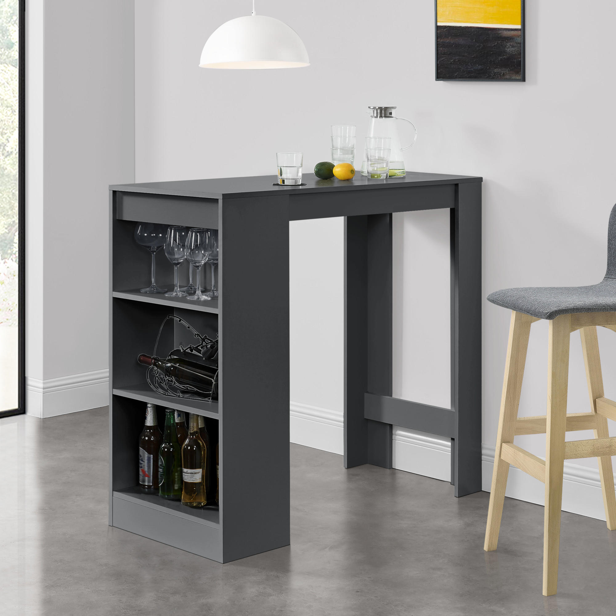 BARTISCH Kouvala - Dunkelgrau, Holzwerkstoff (110/103/50cm) - [en.casa]