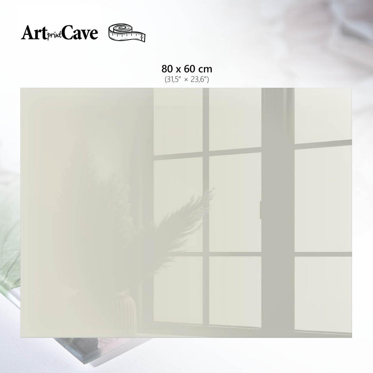 GLASPLATTE 80x60 cm – Cremefarbener Stein - Orange, Glas (0.4/80/60cm) - ArtPrintCave