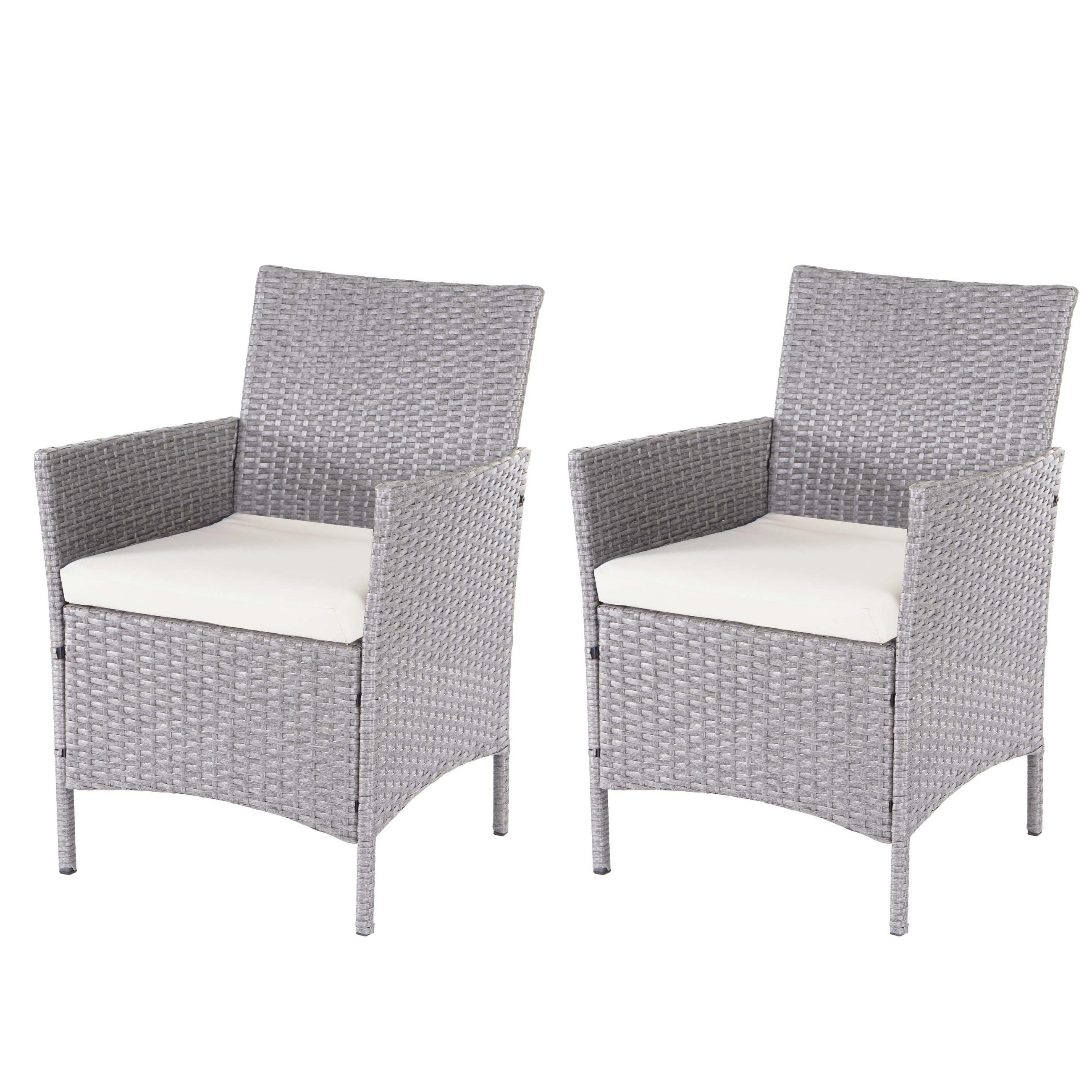 POLY-RATTAN SESSEL HALDEN Grau, Cremeweiß 2er-Set - Creme/Grau, Kunststoff (59/83/60cm) - MCW