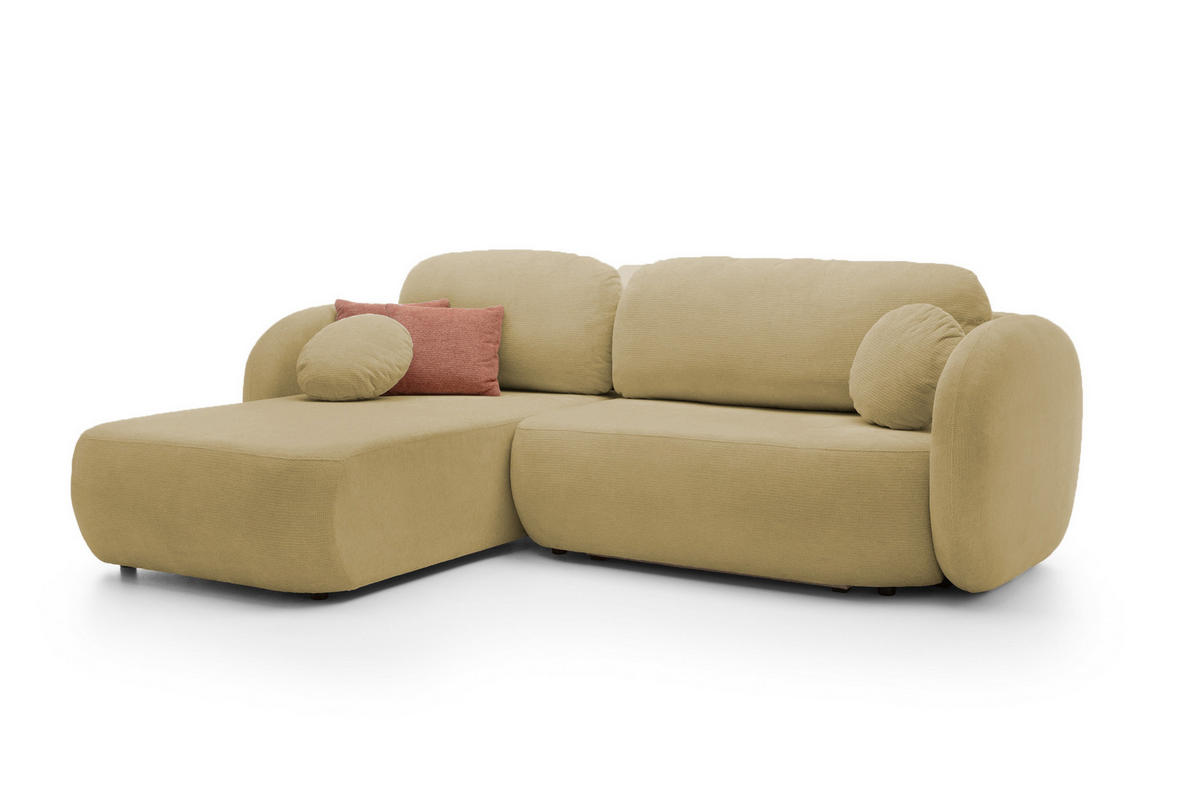 ECKSOFA OLIO L-Form Schlaffunktion mit Bettkasten, lose Rückenkissen, freistehend, LINKS 174x248 cm Olive green - Olivgrün, Holz/Textil (174/248cm) - DomoHome