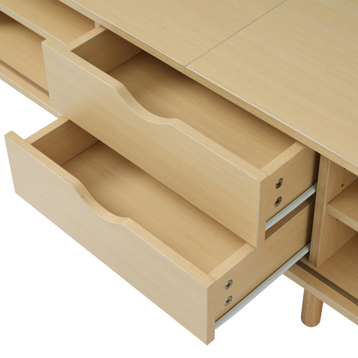 TV-SCHRANK 175/40/42 cm helles Walnussholz MDF mit 2 Schubladen und Schiebetüren - Alteiche, Holzwerkstoff (175/42/40cm) - OKWISH