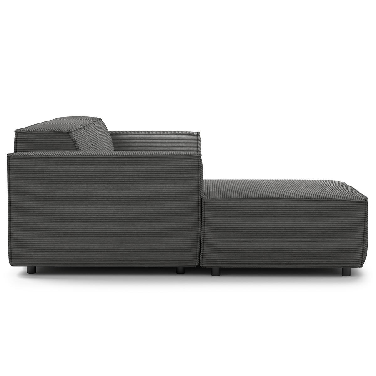 ECKSOFA mit Longchair - Anthrazit/Schwarz, Kunststoff/Textil (260/177cm) - home24