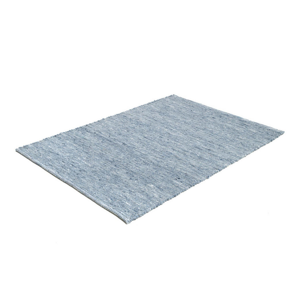 Thumbnail - Theko Handwebteppich, Blau, Textil, Uni, Rechteckig, 70x130 cm, für Fußbodenheizung geeignet, Teppiche & Böden, Teppiche...