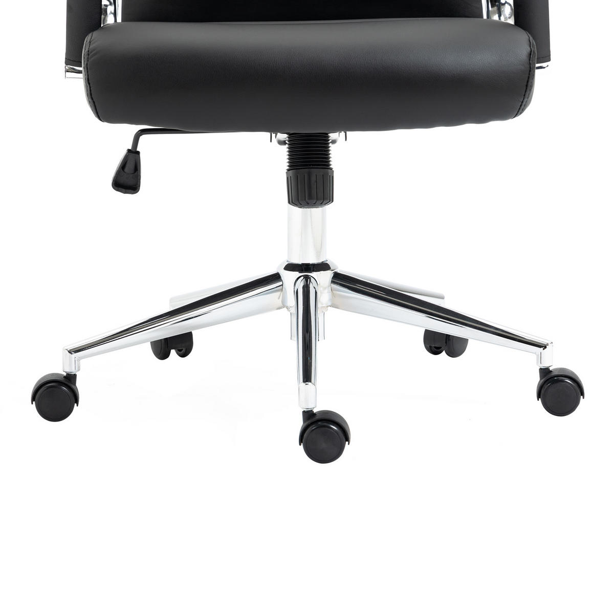 SCHREIBTISCHSTUHL OFFICE COMFORT LB Kunstleder Schwarz - Silberfarben/Schwarz, Textil/Metall (56/103/64cm) - SVITA