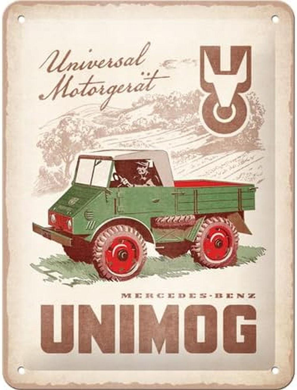 BLECHSCHILD 15/20 cm Unimog 1951 - Multicolor, Metall (15/20/0.5cm) - Nostalgic-Art