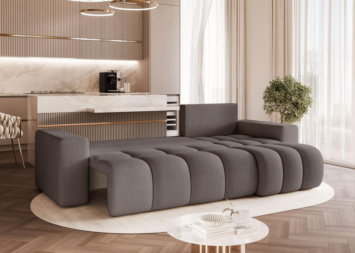 ECKSOFA Anabel Mit Schlaffunktion - Dunkelgrau, Holzwerkstoff/Textil (145/248cm) - Fun Möbel