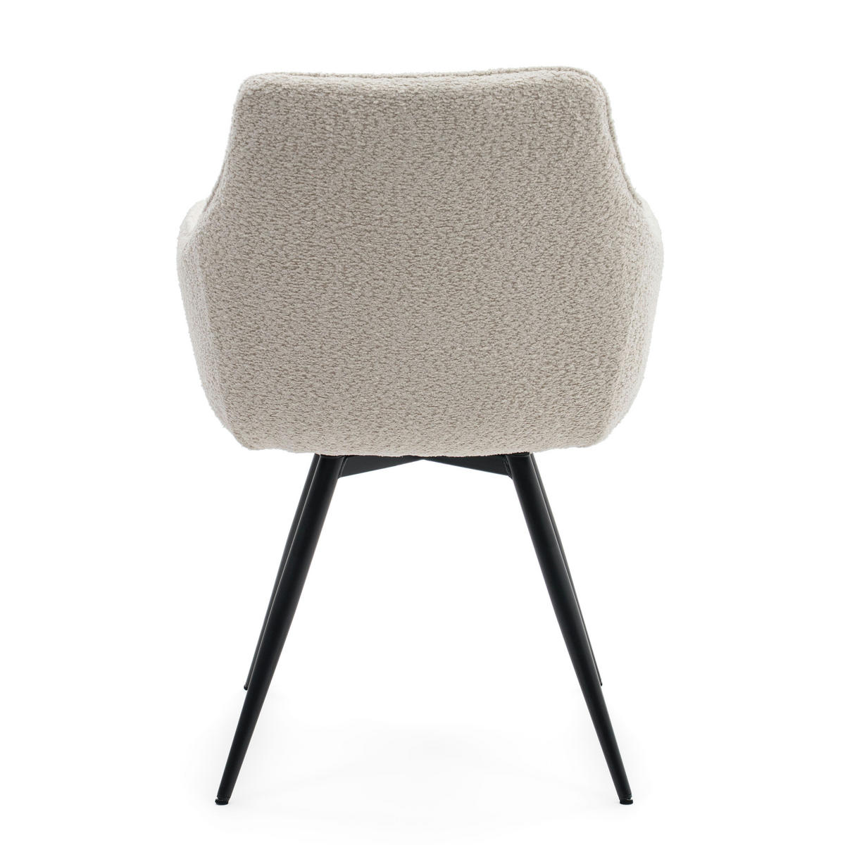 STUHL QUATTRO drehbar gepolsterter mit Steppung - creme - Boucle - Creme/Schwarz, Textil/Metall (58/86/60cm) - NEW HOME