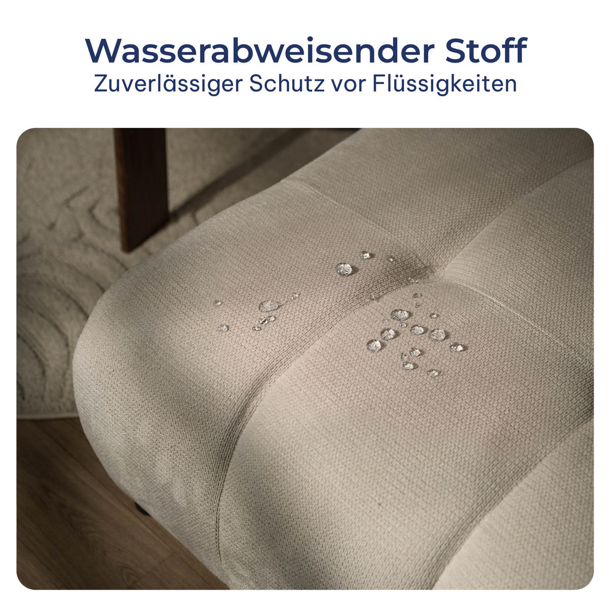 ECKSOFA FRIGA Creme Strukturstoff mit Schlaffunktion - Creme, Holz (283/185cm) - MASSENO