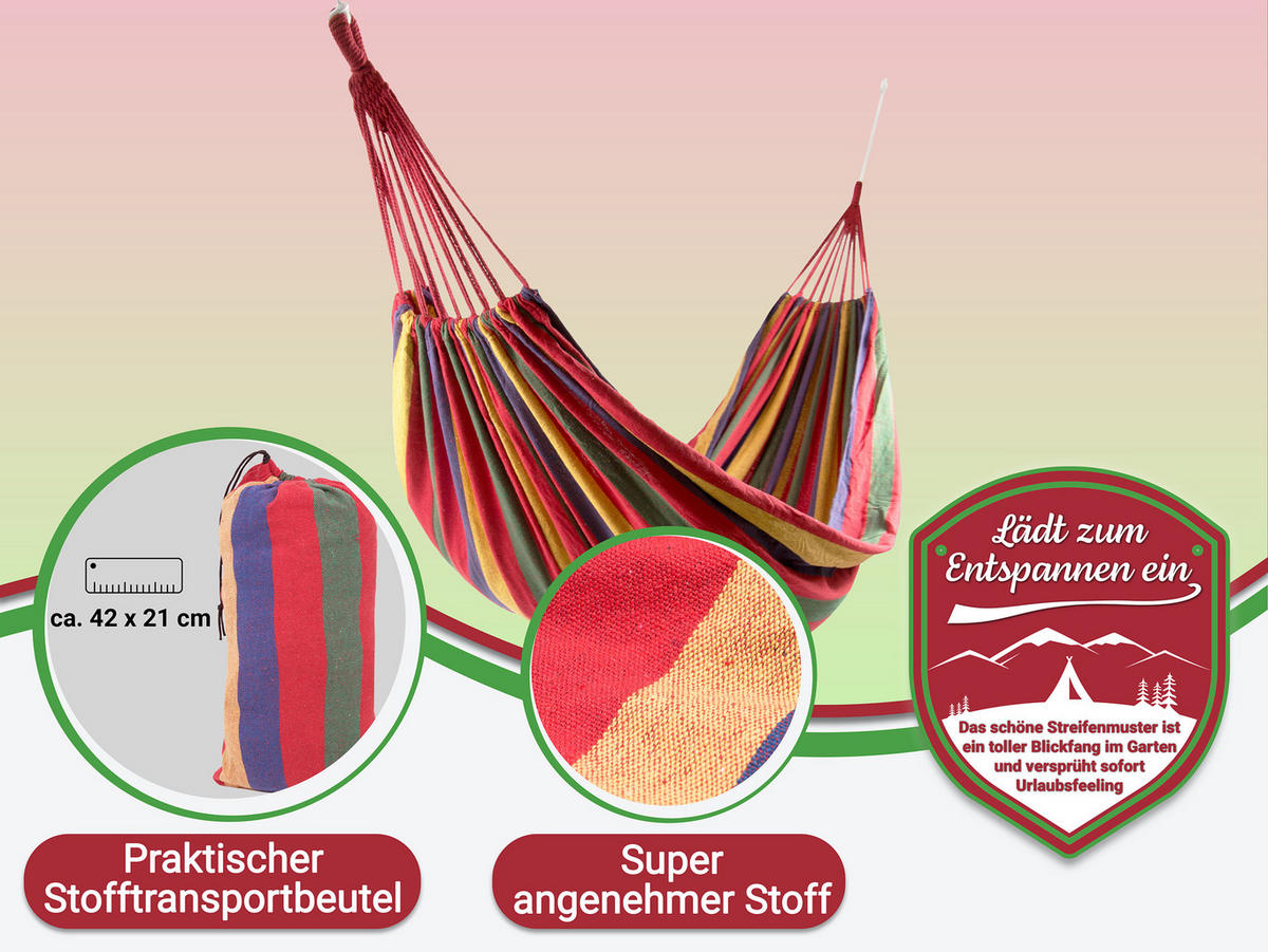 HÄNGEMATTE, 90% Polyester, 10% Baumwolle, Rot - Rot, Textil (150/1/210cm) - Zollner