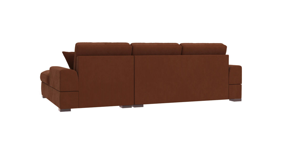 ECKSOFA Saga Terrakotta Cord - Terracotta/Schwarz, Holz/Buchenholz (306/184cm) - S-Style Möbel