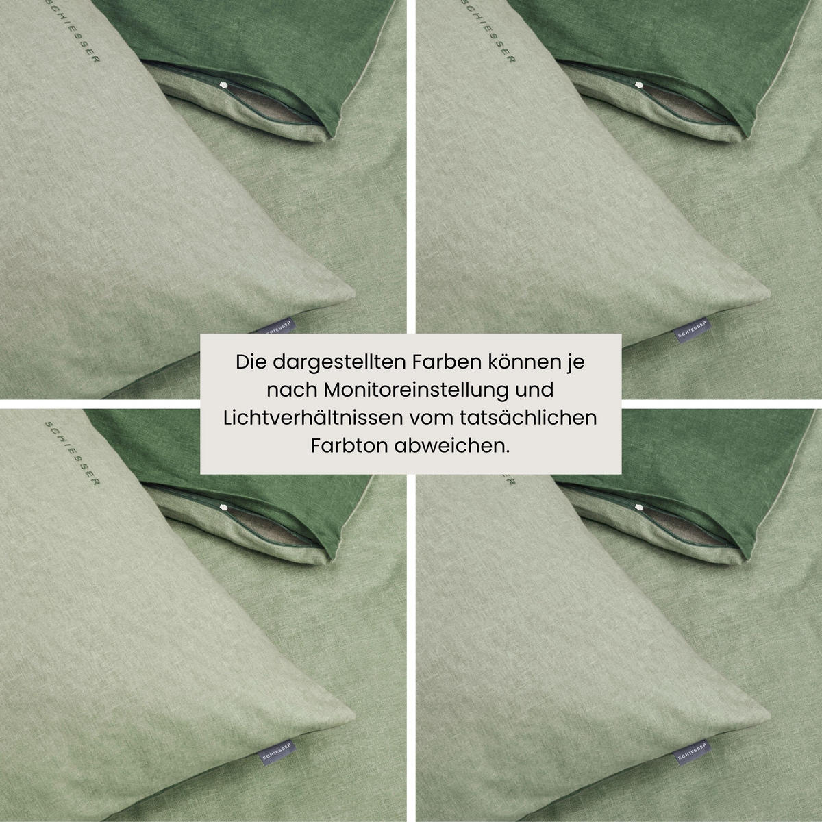 BETTWÄSCHESET Doubleface - Feinbiber - 2-teilig - 135 x 200 cm - Grün - Grün, Textil (155/220cm) - SCHIESSER