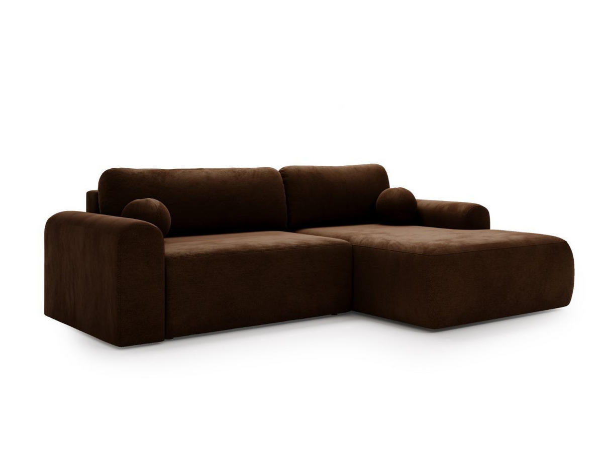 ECKSOFA Savana Dunkelbraun Rechts - Dunkelbraun, Holz/Textil (177/257cm) - Graingold